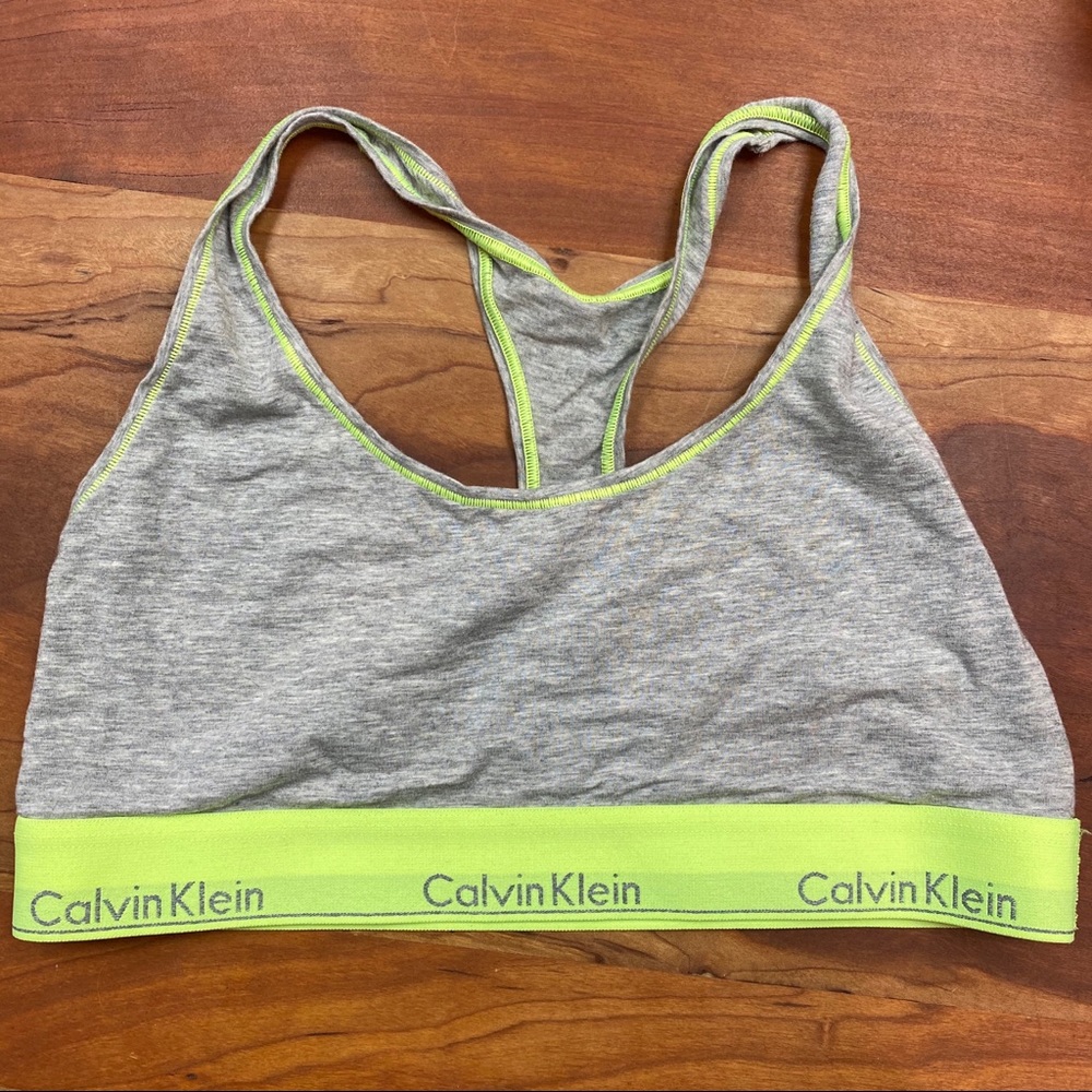 Gray / Green Calvin Klein Sports Bra